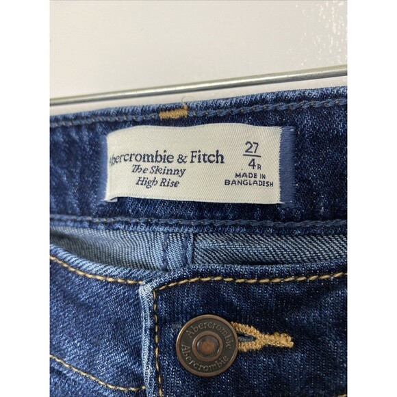 Abercrombie and Fitch The Skinny High Rise Jeans Womens Size 27 Dark Wash 4R - Picture 5 of 13
